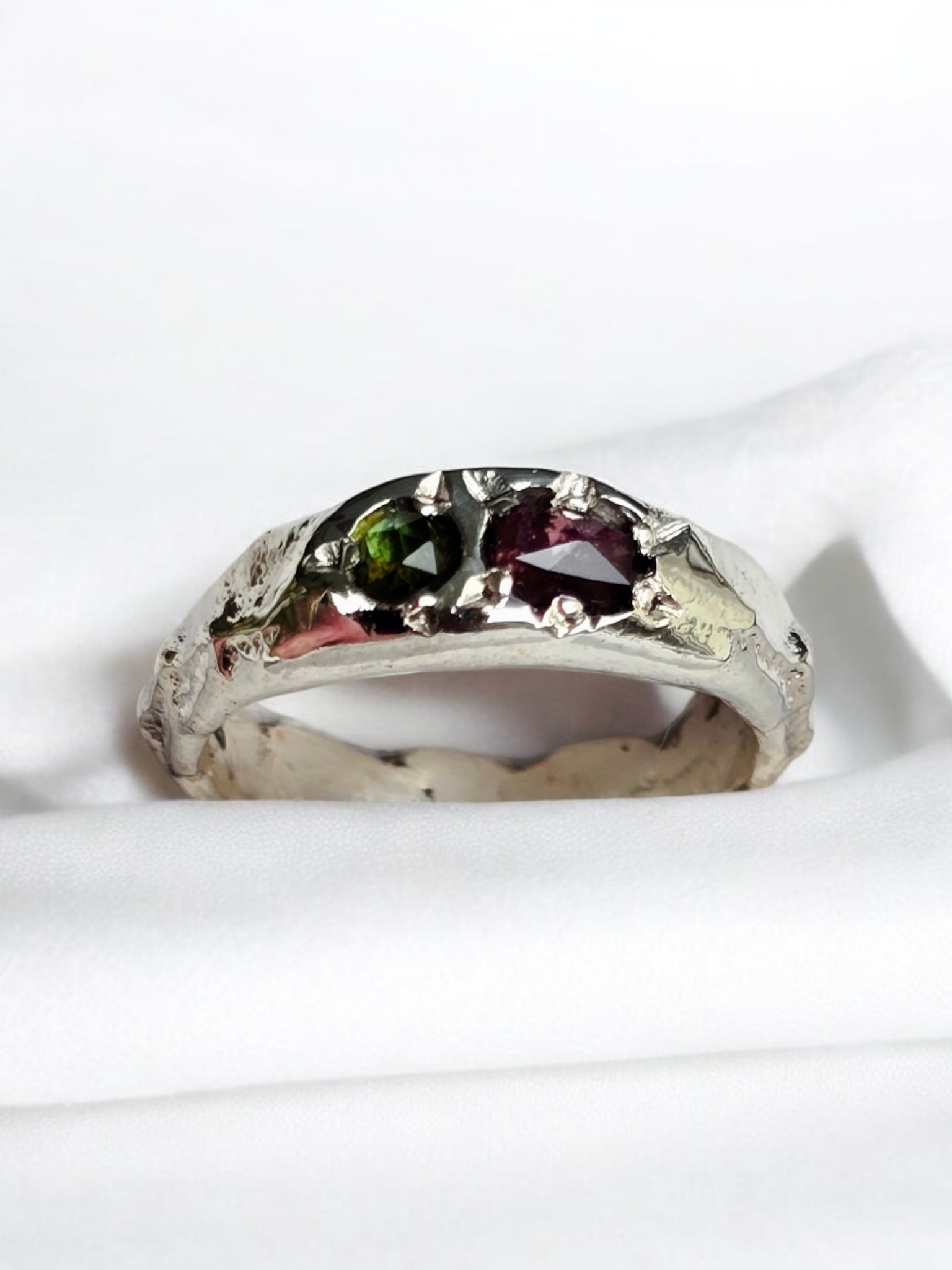 Scaled ring - Tourmaline, Spinel